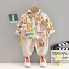 Neonati maschi Vestiti Autunno Set di abbigliamento per bambini Cartone animato Dinosauro Camicia Pantaloni 2 pezzi Vestito per bambini Bambino per 0 1 2 3 4 anni