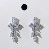 Nowa błyszcząca luksusowa biżuteria 925 srebrna markizowa markizę White Topaz CZ Diamond Women Flower Fashion Stude Fash for Lover's Gift