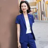 Kvinnors kostymer Kvinnors jacka Kort ärm Blue Coat Ol Styles Summer Blazers Jackor för kvinnor Ladies Office Blazer Outwear Tops S-4XL