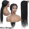 Syntetisk låda flätad spets fram peruk 32 tum långa peruker pelucas para mujer ombre färg fy01