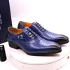 Włoski mężczyźni ubieraj się buty Oxford Lace-up klamry oryginalne skórzane buty biznesowe biuro formalne buty imprezowe ślubne footwea