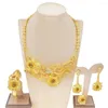 Halsband ￶rh￤ngen set yulaili design mode trend flerf￤rgade blommamycken dubai guld diamant flickor kvinna dating f￶delsedagspresent