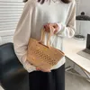 Abendtaschen Stroh Strand Schulter für Frauen Hohlschnitt Damen Handtasche 2022 Trend Reise Meer Stricken Shopper Tasche Handtaschen