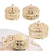 Bolsas de jóias Cristal Box Binket Base espelhada Storage com suporte de tampa para brinco de colar anéis de colar decoração em casa