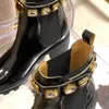 Nya ankelstövlar Autumn Winter Leather Shoes Rhinestone Platform Shoes High Heels Elastic Designer Doc Martens Non-Slip Fashion 35-41
