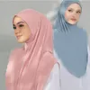 Ethnische Kleidung Hochwertiger muslimischer Hijab-Jersey-Schal, bereit zum Tragen islamischer fester Kopftücher Foulard Femme Musulman Wrap Bandana