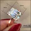 Anéis de casamento Anéis de casamento Classic 4 Prong Conjunto Big Square Cubic Zircon for Women Jewelry Gold Rose Gold Simples noivado de noiva ANELWED DHCZ7