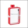 Wasserflaschen Quadratischer Outdoor-Sport Kunststoffkessel Rot Blau A5 380 ml Tragbarer Wasserbecher Kreative Papiergetränkeflasche Drop Lieferung 20 Dh7Ph