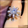 Bagues De Mariage Anneaux De Mariage Magnifique Bague De Doigt De La Dame Élégante Pour Bijoux En Cristal Lumineux Partie Femmes Nobles Design Délicat Accesseur Dhm7E