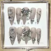 Kunstnagels Vlinderpers op Y2K Glitter Strass Nepnagel met lijm Aangepaste handgemaakte lange doodskist Stiletto-tips