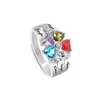 Cluster-Ringe, personalisierter individueller Familienname-Ring mit Geburtsstein, silberfarbene gravierte Ringe für Frauen, Muttertagsgeschenke 2219543237