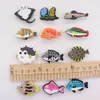 MOQ 20st PVC Deep Sea Fish Shoe Charms Sandaler skor Decoration Hole Slipper Accessories Ornament