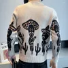 Camisolas masculinos Prind Print Sweater masculino 2022 Autumn Winter Manga longa Manga quente malha redonda Pallovers finos casuais roupas masculinas