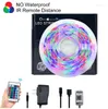 Tiras 5m 10m 15m LUZES DE TRANHA LED RGB Impermeado 12V DC String com controle remoto para sala