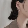 Orecchini pendenti Corea 925 Catena in argento sterling Doppia fibbia dell'orecchio Nappa Personalità semplice Gioielli regalo orecchino femminile trafitto multi-occhio