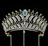 Vintage -Festzug hohe Krone Tiara Hochzeit Brautkristall Strasshaarzubehör Schmuck rot grün blau grün Diamant Kopfschmuck Schmuck