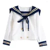 Clothing Sets JK School Girls Uniform Japanese Style Children Student Navy Sailor Cosplay Costume Pleated Skirt Long Sleeve Lovely Classwear