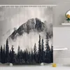 シャワーカーテンマウンテンの防水カーテン森林のテーマバスルームの家の装飾霧印刷されたポリエステル生地のための