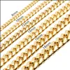 Correntes Gold Gold Miami Cubra Chain Chain Men Men Hip Hop Colares de jóias de aço inoxidável Drop entrega 2022 Pingentes Dhmro