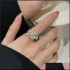 Eheringe Eheringe Rotatable Four Heart Ring for Women Luxury CZ Engagement weibliche Valentinstag Geschenkwedding Brit22 Drop de Dhdp6