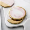 Table Mats European Ceramic Coasters Marble Texture Afternoon Tea Dessert Tray Gold Plated Craft Placemats For Home Decoration Modern