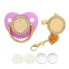 Party Favor Luxe Babyfopspeen Sublimatie Siliconen Fopspenen Kid Clip Holder Chain Feeder met Broken Diamond Gifts