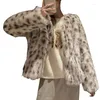 Futro damskie 2022 Leopard nadruk pluszowy sztuczny płaszcz Kobieta zima młoda śnieg na imitacji Krótkie kurtki