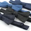 Bow Ties 2022 Niebieski bawełniany krawat męski dżinsowy bowtie dla kobiet akcesoria koszuli sukienka ślubna Gravata Borboleta niestandardowe logo