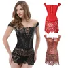 Bustiers corsets s-6xl Plus taille lingerie sexy femme noire fausse cuir et dentelle burlesque steampunk corset robe gothic bustier corsetbus