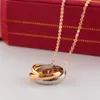 designer womens three ring necklace threecolor quality steel rose gold necklaces suitable for all kinds of holiday gifts love pendant