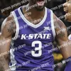 College-Basketball trägt das individuelle Ncaa Kansas K-State Wildcats-Basketballtrikot. Markquis Nowell Nijel Pack Mark Smith Mike McGuirl Ismael