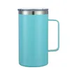 24oz Coasted Straight Tumbler With Handle Stainless Steel Insulated Vacuum Traval Coffe Mugs with Lid Straw Car Cups 15 Colors