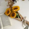 Decorative Flowers Ins Nordic Sunflower Bouquet Po Props Artificial Silk Flower Home Wedding Table DIY Kraft Wrapping