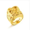 Chaînes Vintage 24k Collier Dragon Réel Jaune Solide Or Plaqué Hommes Bague Gourmette Bijoux Ne Se Fanent Pas