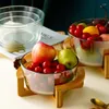 Bakeware Tools Light Luxury Tinta unita Rotondo Cestino di vetro Piatto di frutta senior Insalata Accessori per la decorazione del soggiorno della casa secca
