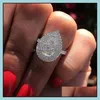 Anelli nuziali Anelli nuziali Sier Colore ovale tagliato per le donne Promise coinvolgimento BEGIE BRIDAL CUBIC ZIRCONIA ANNIVERSARIO R DHIP7