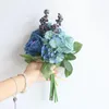 Decorative Flowers Artificial Rose Hydrangea Wedding Bride Holding Bouquet Simulation Silk Flower Home Party Living Vase Plant Decoration