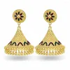 Baumelnde Ohrringe Arabische große goldene Glocken Tropfen Jhumka für Frauen Boho geschnitzte Blume Thailand Ägypten Piercing Ohrring Party Schmuck Geschenk