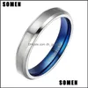 Wedding Rings Wedding Rings 4Mm Blue Inlay Titanium For Women Fashion Love Female Engagement Promise Jewelry Anillos Mujer Sieradenw Dhxer