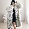 2022 Kvinnor vinter ny faux räv päls coat lady casual snö leopard tryck päls jacka kvinnlig tjock varm varm
