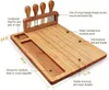 Stor bambuost Charcuterie Board Choping Block med Cutting Tool Ideal Present Kitchen Eware 1024