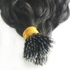 Water Curly Nano Ring Human Hair Extensions For Black Women 100 Strands 100 Remy Hairs Natural Color4563021