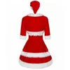 Стадия носить рождественский косплей поступает для взрослых, рождественские модные платья с шляпой с капюшоном Новая вечеринка Женщины Санта -Клаус наряд T220901
