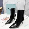 Stivaletti a spillo da donna Altezza tacco 8.5 Punta a punta Cerniera Pelle bovina Classico Nero Per Scarpe eleganti da festa Sesso Elegante Moda Inverno Stivali da neve all'aperto