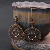 Dangle Earrings Vintage Hollow Ethnic Round Bronze Hanging For Women Ornaments Flower Wedding Jewelry Accessories Gifts
