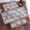 Watch Boxes 6/12/24/30 Grids Box Pillow Style Wood Display Tray Storage Holder Organizer Open Jewelry