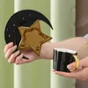 Canecas Creative Ceramic Star Moon Coffee Cup e pires com colher Golden Handle Caneca Tarde de chá de chá Dróias de água porcelana Y2210