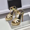 platform Sandal High Heels Sandals stain patent leather Luxury Designers Evening shoes women Buckle strap stiletto sandal 140mm 10cm factory footwear With box