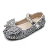 Flat Shoes Kids Girls Sequined Pearl Bowknot Princess Fashion Children's Rhinestone Dance Performance