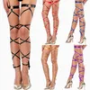 Femmes chaussettes 1 paire Faux cuir jambe enveloppes Goth Punk harnais pansement cuisse haute bas Sexy bretelles croisées pôle danse nuit Clubwear